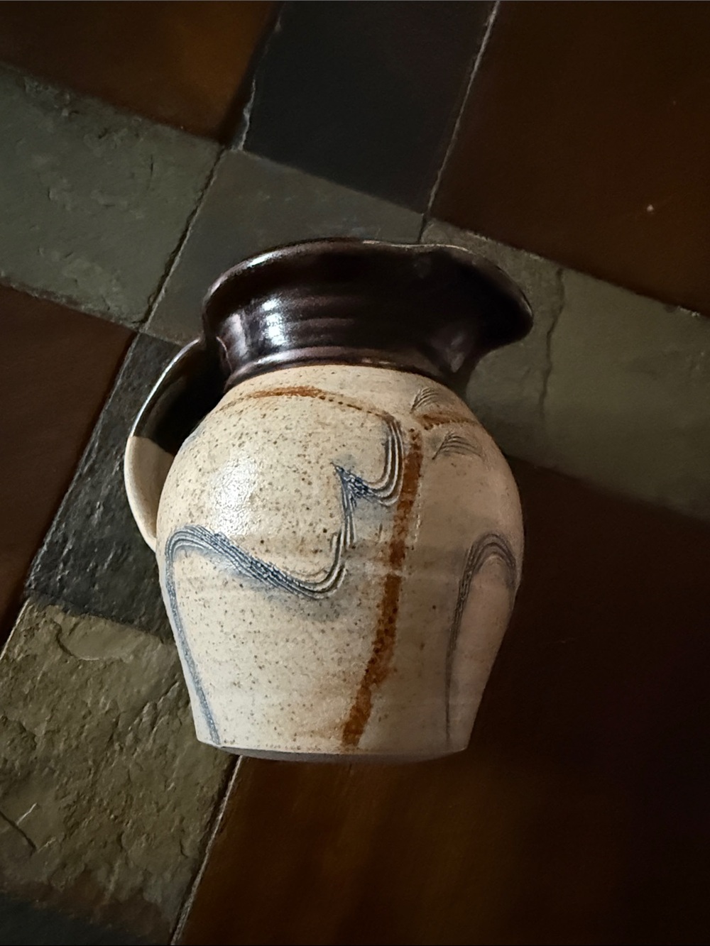 Handcrafted Ceramic Pitcher - Brown and Cream
